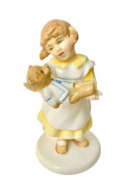 Vintage Royal Doulton Figurine "What's the Matter" Girl with Teddy Bear Figurine